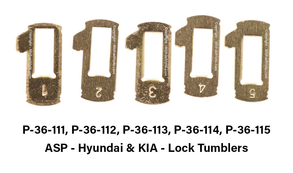 ASP  P-36-111, P-36-112, P-36-113, P-36-114, P-36-115 Hyundai & KIA - Lock Tumblers