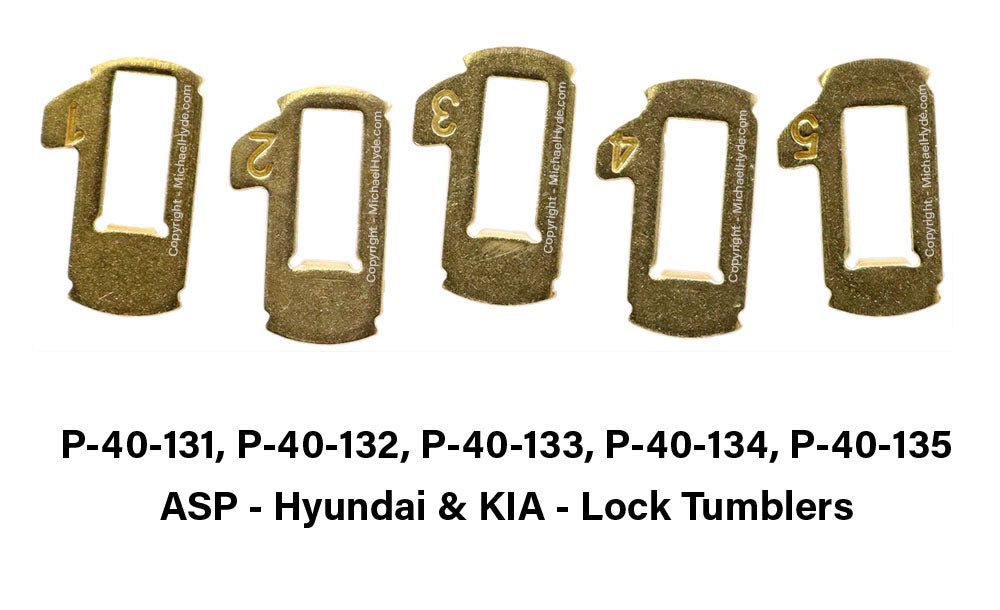 ASP  P-40-131, P-40-132, P-40-133, P-40-134, P-40-135 - Hyundai & KIA - Lock Tumblers