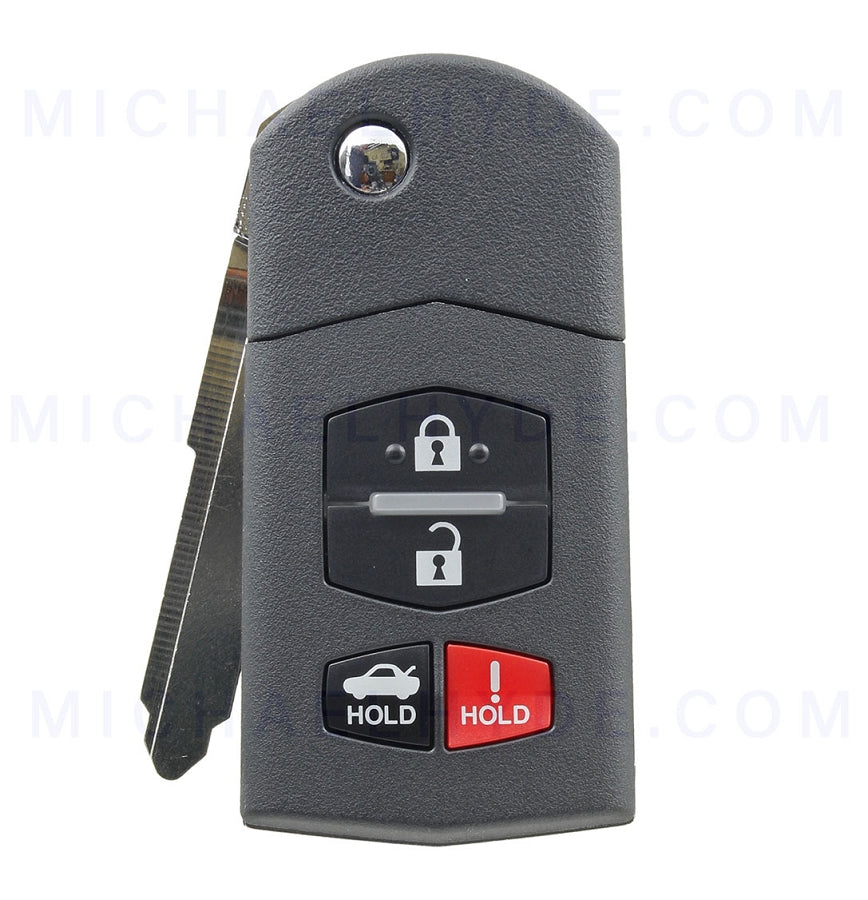 ILCO FLIP-MAZ-4B1 - 4 Button Flip Remote Key - FCC: BGBX1T478SKE125-01 - for MAZDA - OE# BBM4-67-5RY - AX00010640