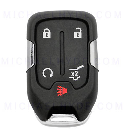PRX-GM-5B7 - GMC 5 Button Proximity Remote Fob - FCC: HYQ1EA - 433 Mhz - AX00013380 - ILCO Look-Alike-Remotes - Includes Emerg Key - OE Part: 13508275