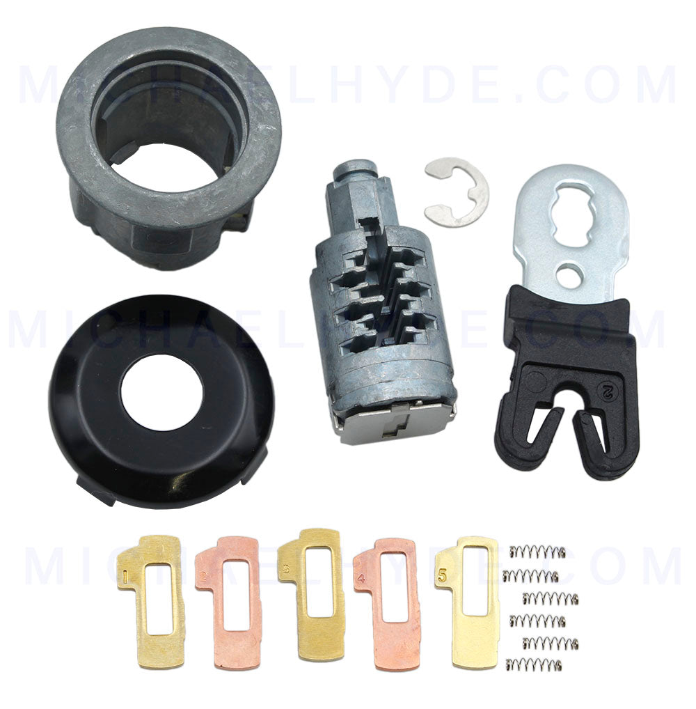 Ford Door Lock Kit ASP D-42-262 Door Lock Cylinder with Tumblers, Springs & Black Face Cap - H75 Keyway - similar to previous numbers D-42-252 or DL5887U (D42262)