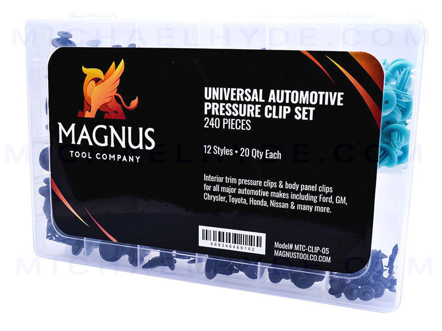 240pc Universal Automotive Pressure Clip Set (Magnus) MAG-240-CLIP - CLOSEOUTS