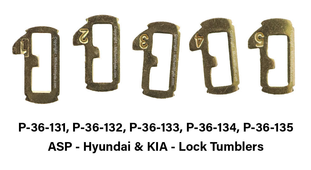 ASP  P-36-131, P-36-132, P-36-133, P-36-134, P-36-135 Hyundai & KIA - Lock Tumblers