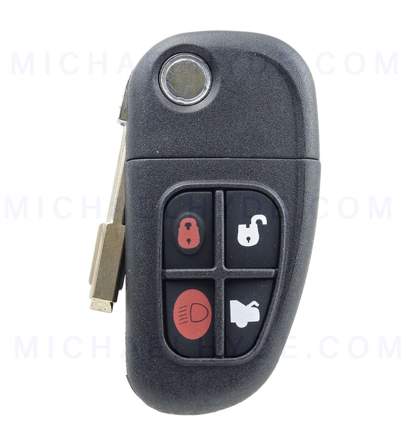 ILCO FLIP-JAG-4B1 - 4 Button Flip Remote Key (Tibbe) FCC: NHVWB1U241, NHVWBIU241, CWTWB1U243 - for Jaguar - OE# 1X43-15K601-AB, 1X4315K601AB, 1X43-15K601-AD