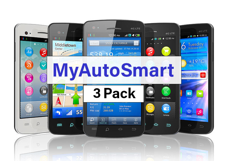 THREE Pack of MyAutoSmart Mobile for the iPhone, iPad or Android Smartphone or Tablet - New User or Renewal - AutoSmart Advisor