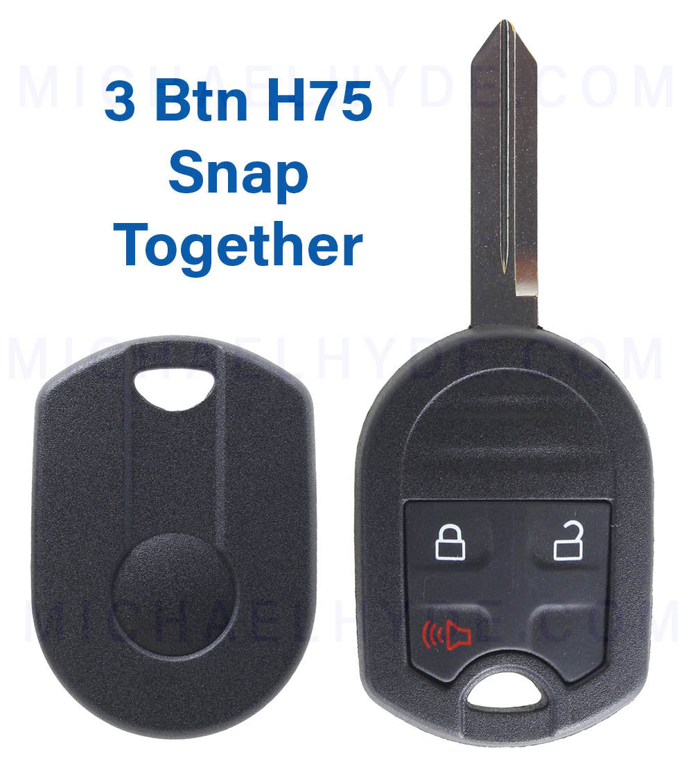 H75 3 Button Newer Style Remote Shell - Ford & Lincoln - Snap Together Shell - RS-FOR-057 - CLOSEOUT