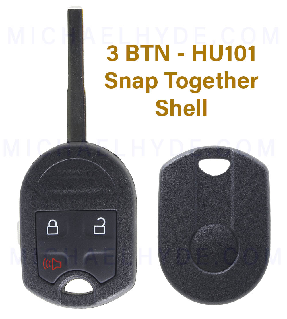 HU101  3 Button Newer Style Remote Shell - Ford - Snap Together Shell - RS-FOR-061 - CLOSEOUTS