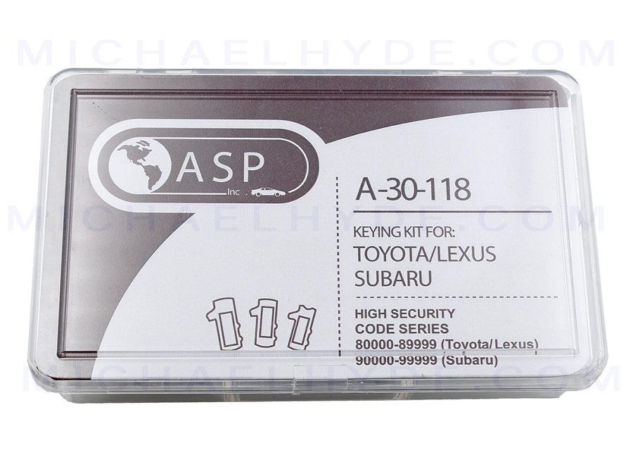 ASP A-30-118 (A30118) Lexus 80K , Subaru 90K & Toyota 80K Code Series Tumbler Keying Kit