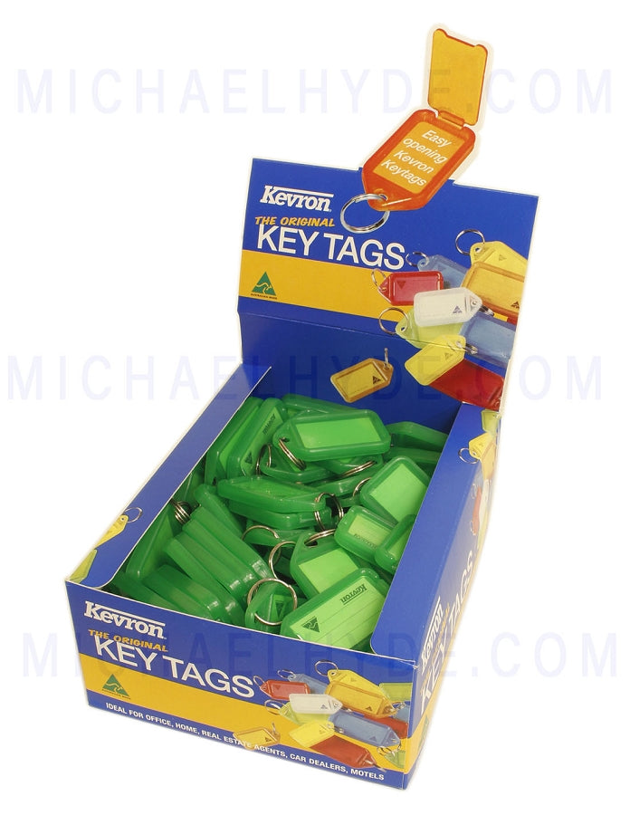 Kevron 100 Key Tags - GREEN Color ID5 100 - Display Box
