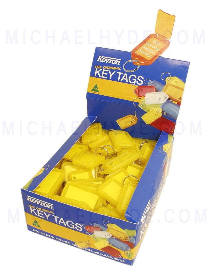 Kevron 100 Key Tags - YELLOW Color ID5 100 - Display Box