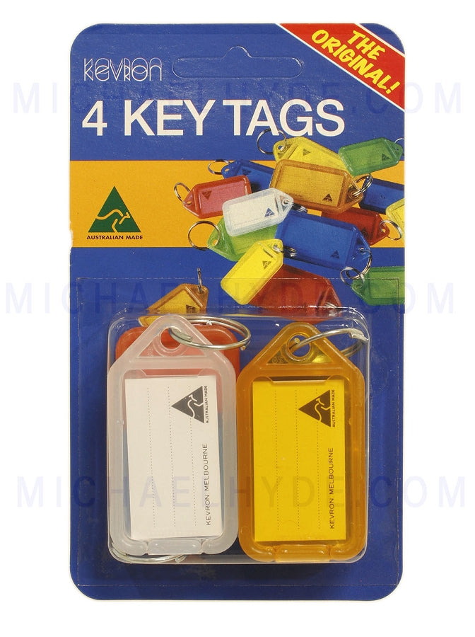 4 Pack Carded - Key Tags by Kevron - Random Colors - ID5-PP4
