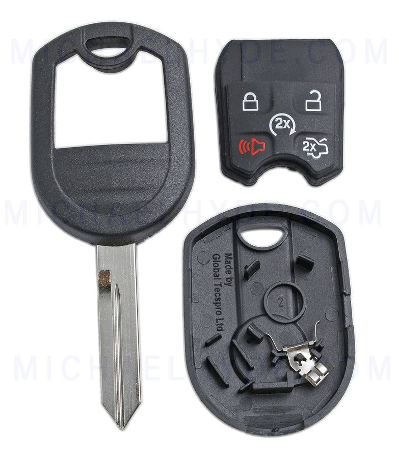 H75 5 Button Newer Style Remote Shell with Trunk-Hatch & Remote Start - Ford & Lincoln - Snap Together Shell - RS-FOR-060